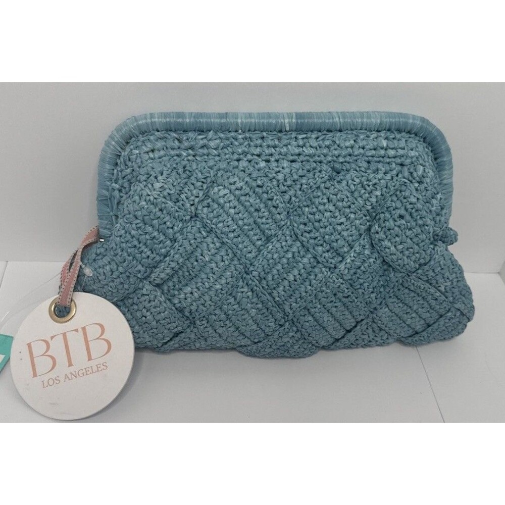 BTB Los Angeles Women's HARPER Framed Woven Raffia Clutch Purse NWT - Picture 2 of 11